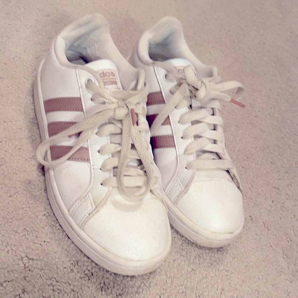 White and rose adidas sneakers